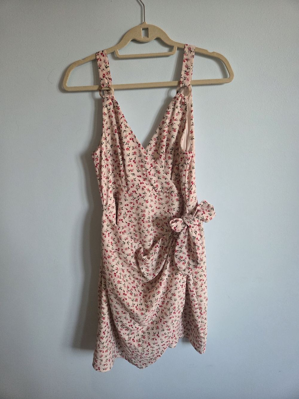 Revamped Pink Floral Tie-Detail Mini Dress
